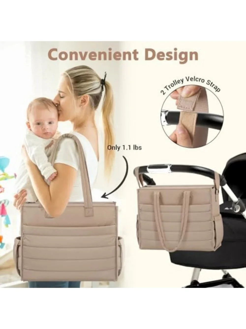 Large Diaper Tote Bag for Baby | Stylish Hospital Mommy Bag for Labor & Delivery